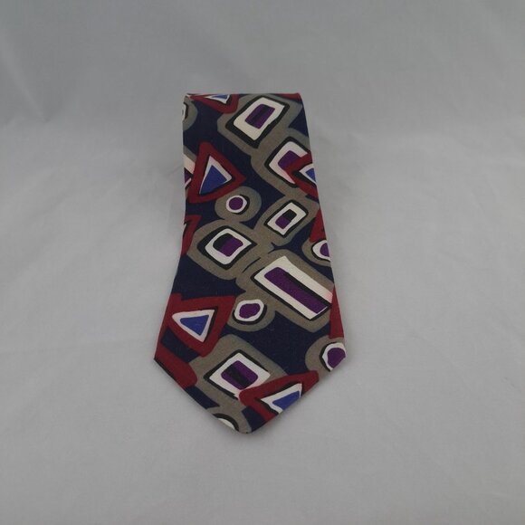 Van Heusen Mens Retro Geometric Pattern Cotton Tie 3 3/4" Wide USA - Picture 8 of 10